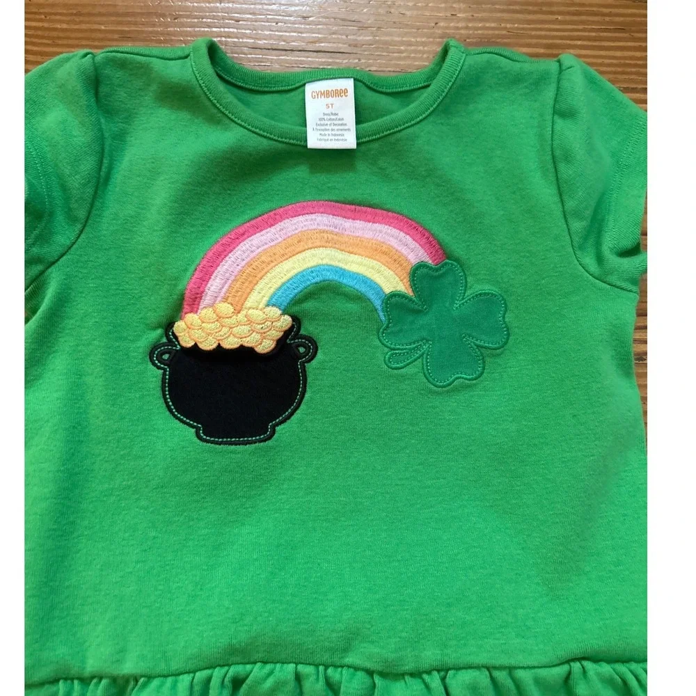 Gymboree Dress Kids Green St‎ Patricks Day Rainbow Tiered Ruffle SIZE 5T